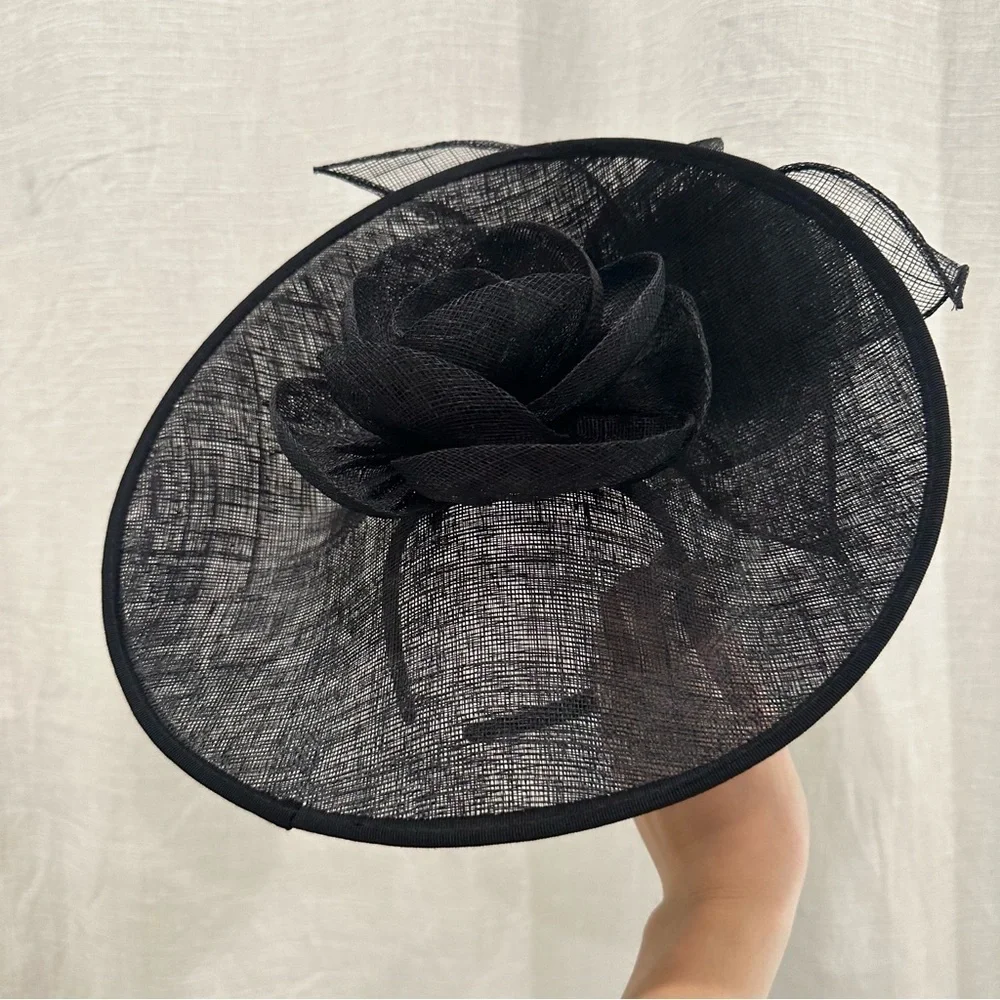St Julian Black Kentucky Derby headband hat woven with flowers